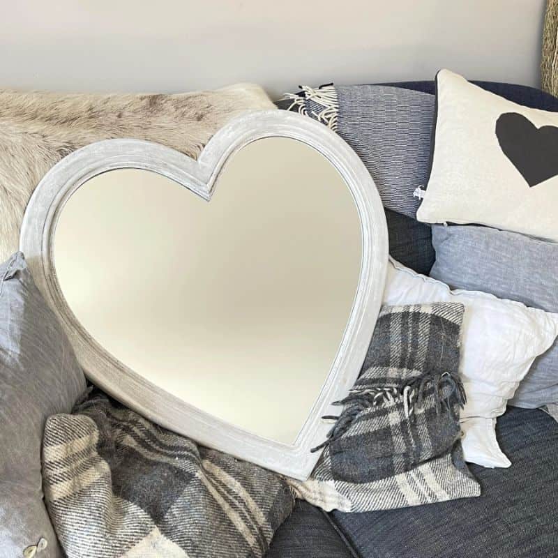 Grey Washed Heart Mirror - 67cm x 67cm | Decorative Accessories | Mirrors | The Elms