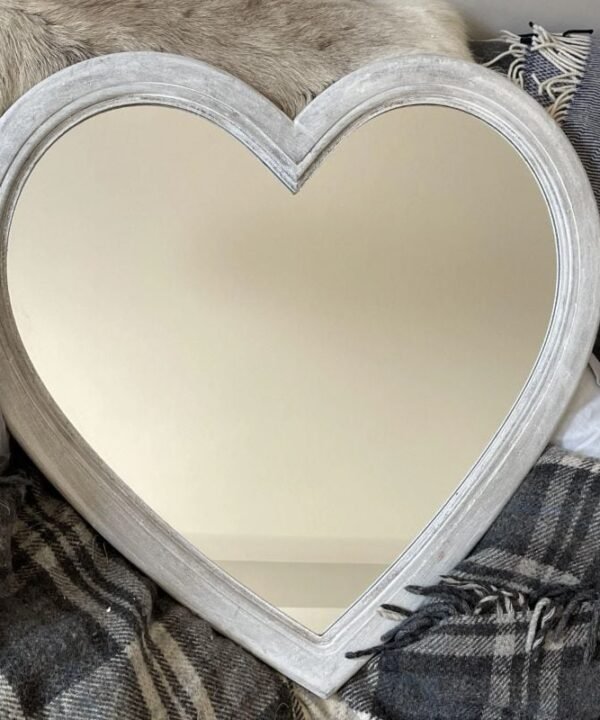 Grey Washed Heart Mirror - 67cm x 67cm | Decorative Accessories | Mirrors | The Elms