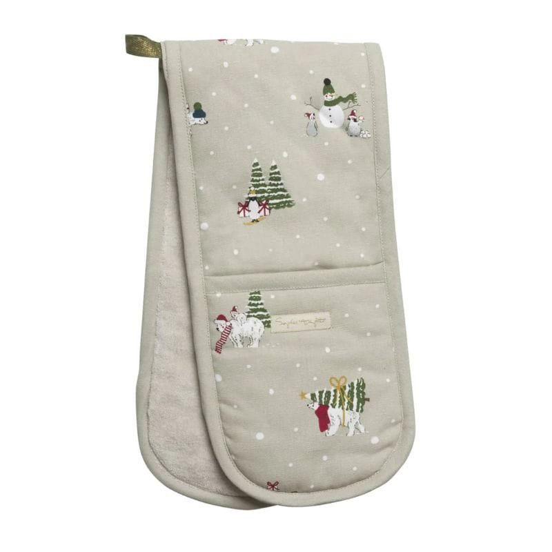 Double Oven Glove - Snow Season | Linen | Oven Gloves | The Elms