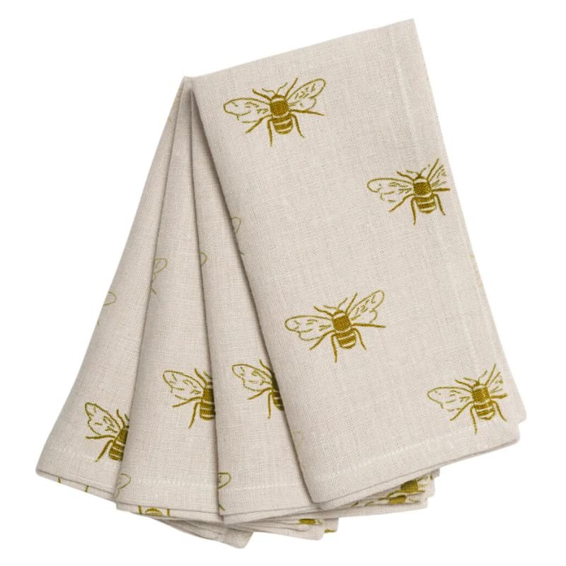 Patterned Linen Napkin - Bees - Set of 4 | Linen | Napkins | The Elms