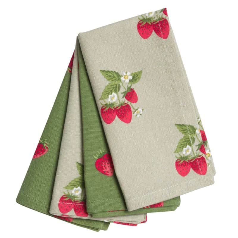 Patterned Napkin - Strawberries - Set of 4 | Linen | Napkins | The Elms