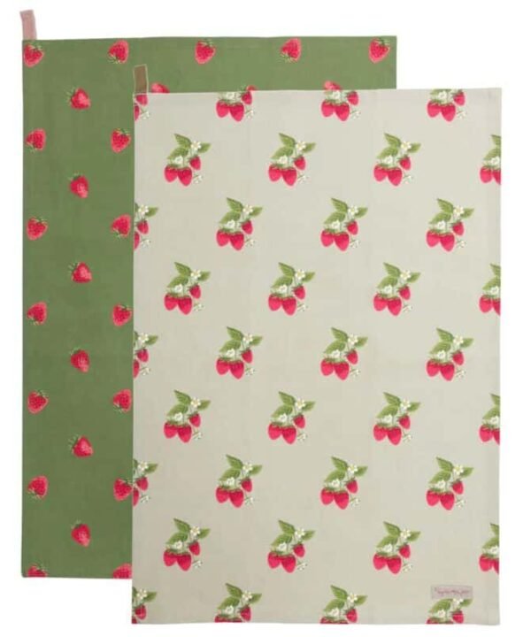 Patterned Tea Towel - Strawberries - Set of 2 | Linen | Tea Towels | The Elms