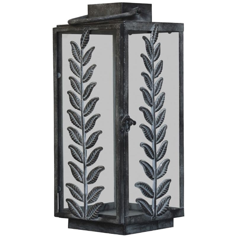 Lantern with Leaf Decor - 41cm | Garden Lighting | Lanterns | The Elms