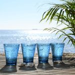 Linear Blue Reusable Tumbler Glasses - Set of 4 | Outdoor Living | Garden Accessories | The Elms