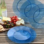 Linear Blue Plates - Set of 4 | Outdoor Living | Garden Accessories | The Elms