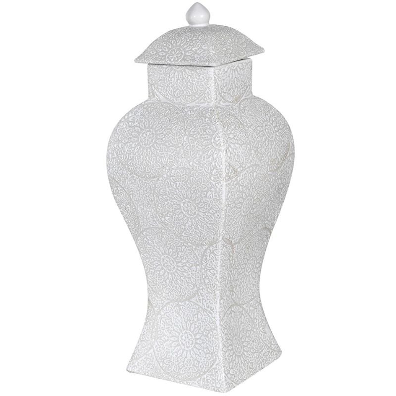 Large White Temple Jar - 55cm | Decorative Accessories | Vases | The Elms