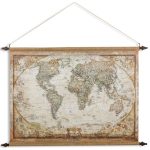 Hanging Canvas World Map - 128cm x 88cm | Art | Decorative Objects | The Elms