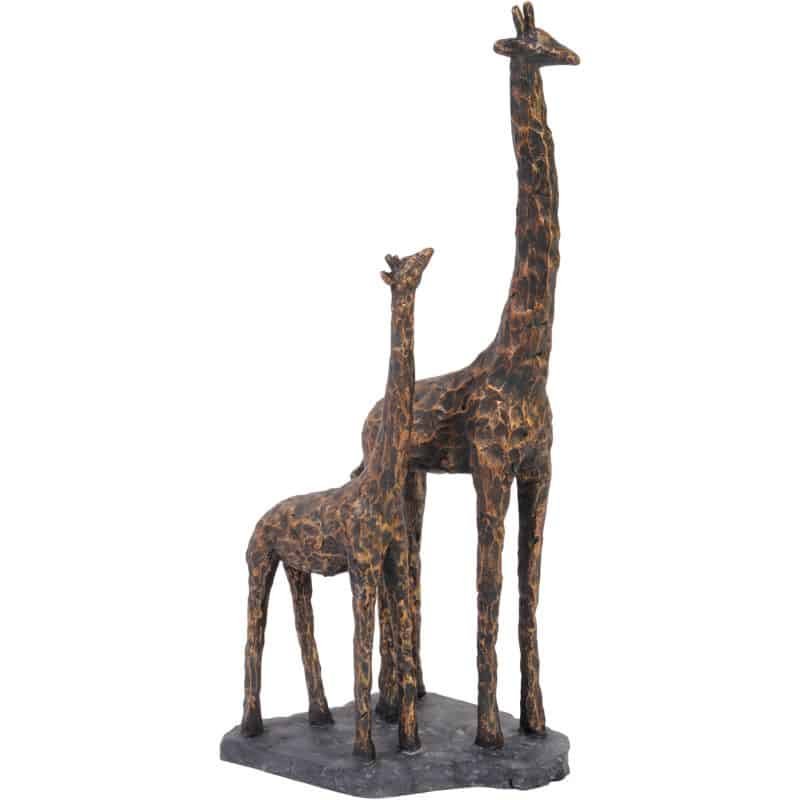 Antique Bronze Mother And Baby Giraffe Sculpture - 38cm - The Elms