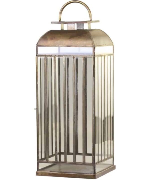 Antique Brass Lantern - 58cm | Garden Lighting | Lanterns | The Elms