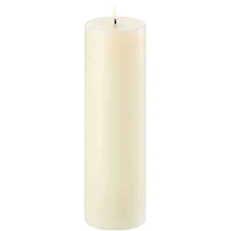 Uyuni LED Pillar Candle with Shoulder - Smooth Ivory - 7.8cm x 25cm | Fragrances | Candles & Diffusers | The Elms