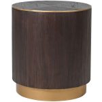 Brushed Elm and Copper Round Lamp Table - 50cm x 56cm | Living Room | Coffee Tables & Side Tables | The Elms