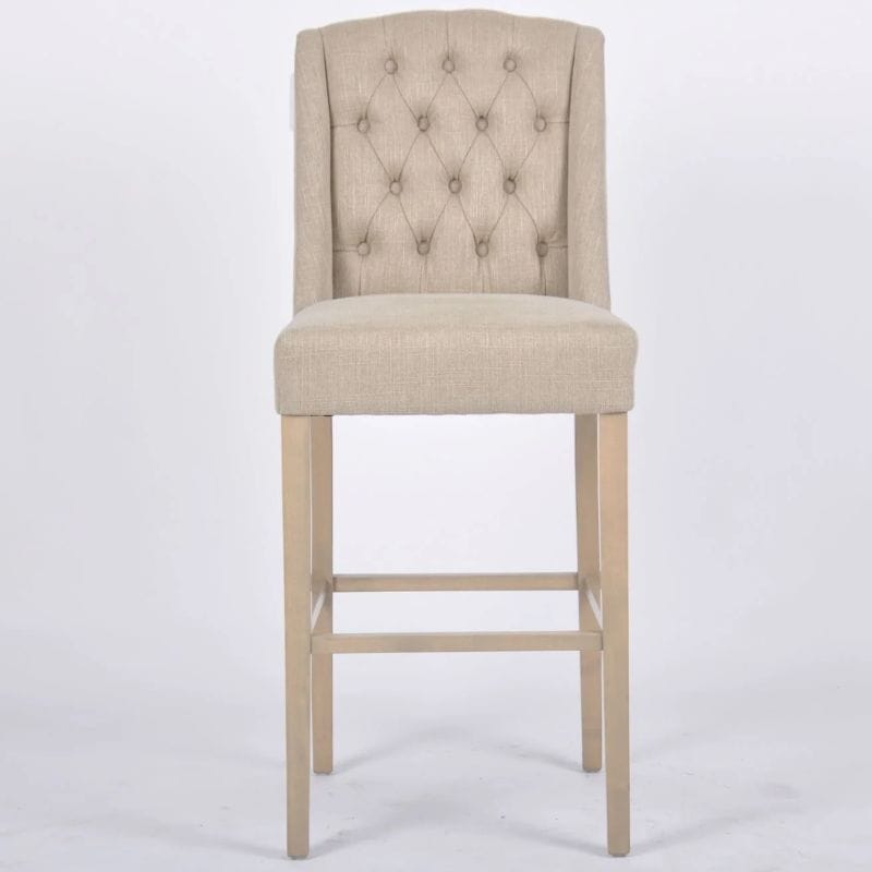 Daytona Camel Beige Linen Barstool | Dining Room | Bars & Barstools | The Elms