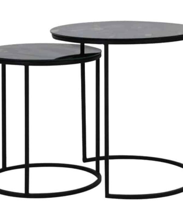 Glass and Black Tabun Side Tables - Set of 2 | Living Room | Side tables | The Elms