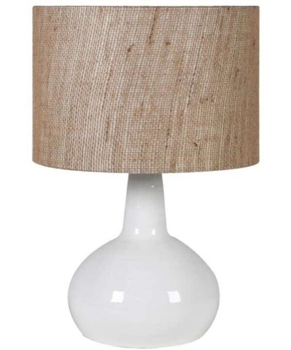 Ivory Bulbous Lamp with Linen Shade - 49cm | Lamps | Table & Desk Lamps | The Elms