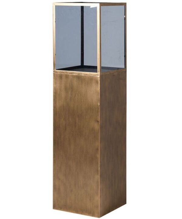 Gold Metal Candleholder On Plinth - 118cm | Lighting Accessories | Hurricanes & Candle Holders | The Elms