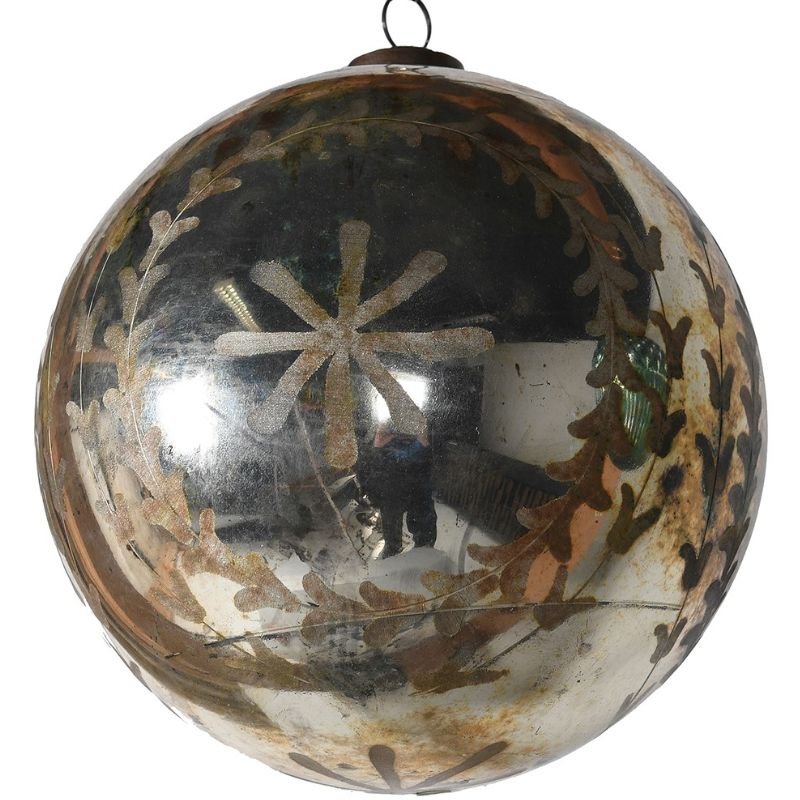 Aged Patina Glass Bauble - 20cm | Christmas | Christmas Tree Decorations | The Elms