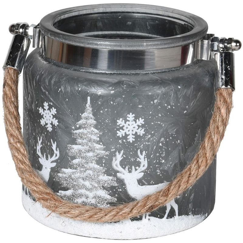 Reindeer Scene Hurricane - 10cm | Christmas | Christmas Hurricanes & Candleholders | The Elms