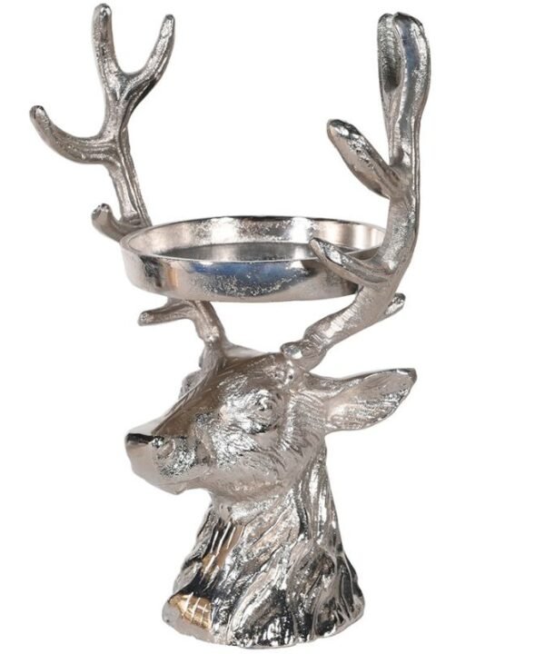 Nickel Reindeer Candleholder - 63cm | Christmas | Christmas Hurricanes & Candleholders | The Elms