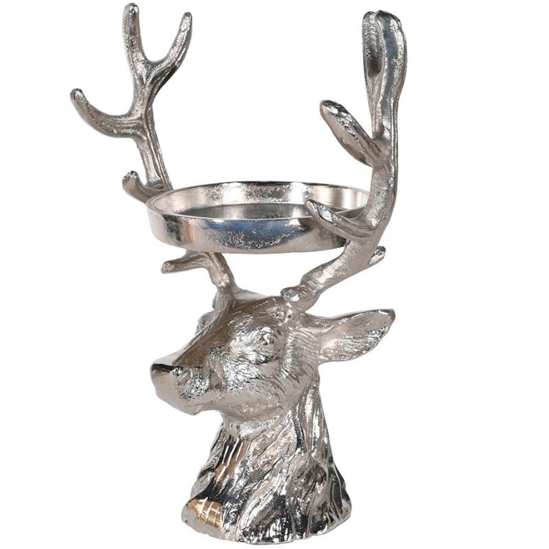 Nickel Reindeer Candleholder - 63cm | Christmas | Christmas Hurricanes & Candleholders | The Elms