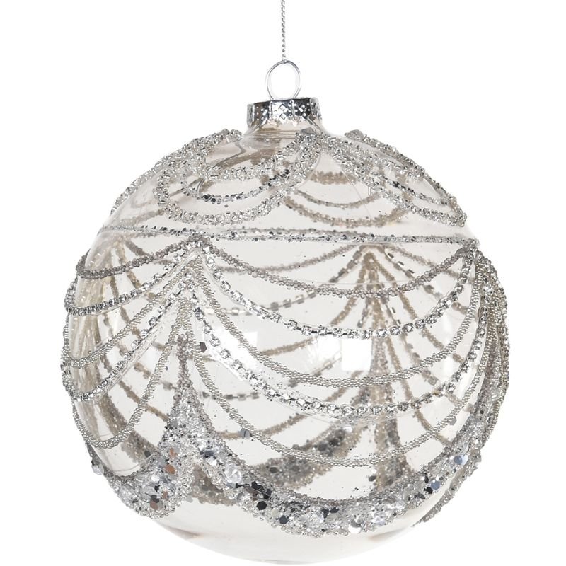 Diamante And Glitter Swag Bauble - 15cm | Christmas | Christmas Tree Decorations | The Elms