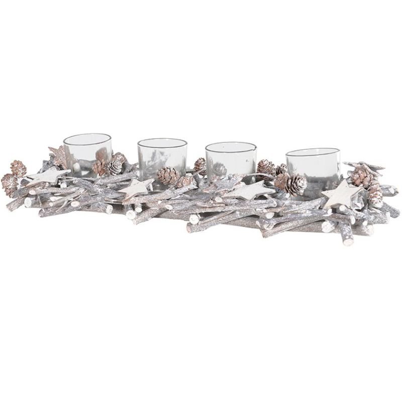 Twigs And Stars Multi Candleholder - 40cm | Christmas | Christmas Hurricanes & Candleholders | The Elms