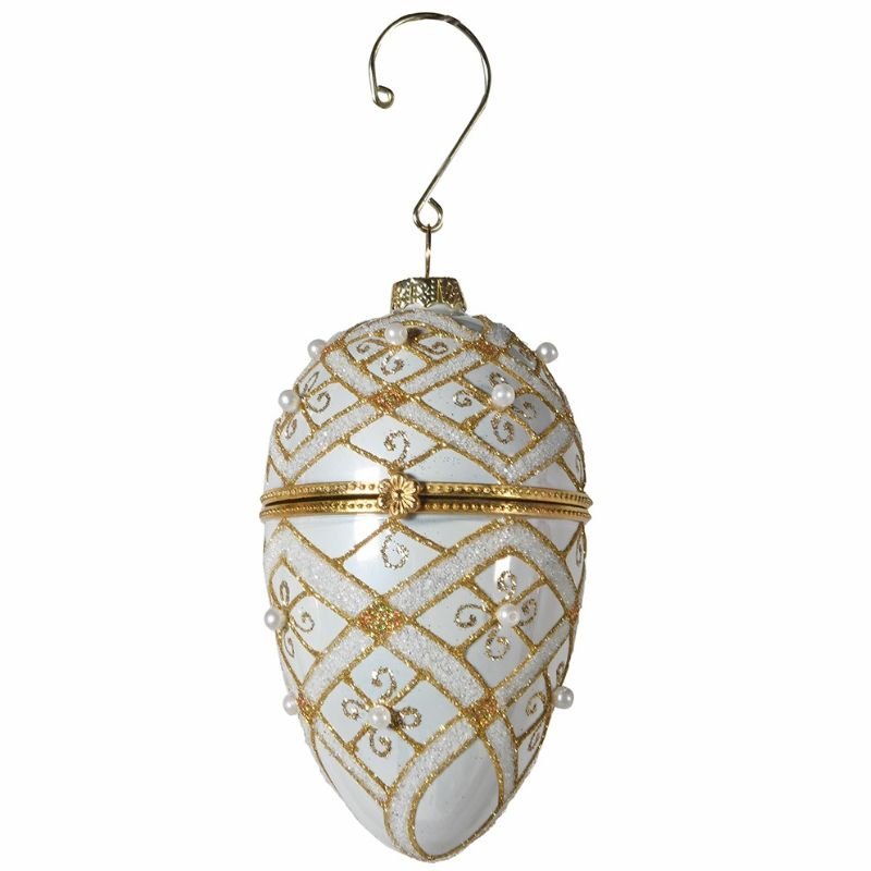 Gold Bead Faberge Bauble - 10cm | Christmas | Christmas Tree Decorations | The Elms