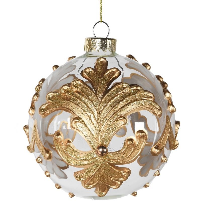 Gold Swirl Glass Bauble – 10cm | Christmas | Christmas Tree Decorations | The Elms