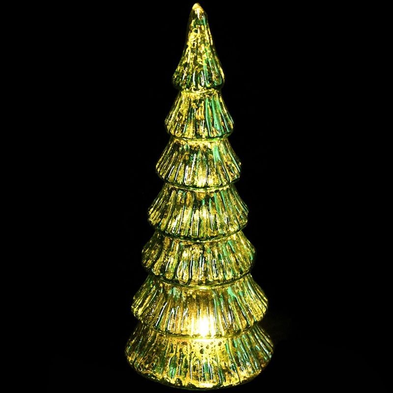 Lit Green Xmas Tree - 24cm | Christmas | Christmas Decorative Accessories | The Elms