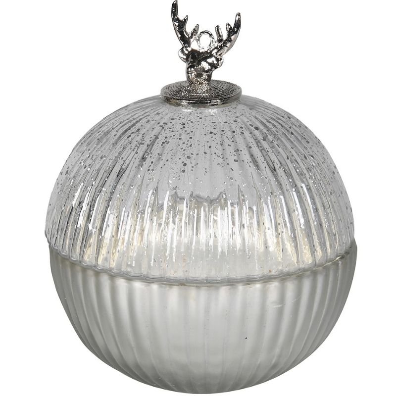 Silver Reindeer Candle Pot - 16cm | Christmas | Christmas Candles & Diffusers | The Elms