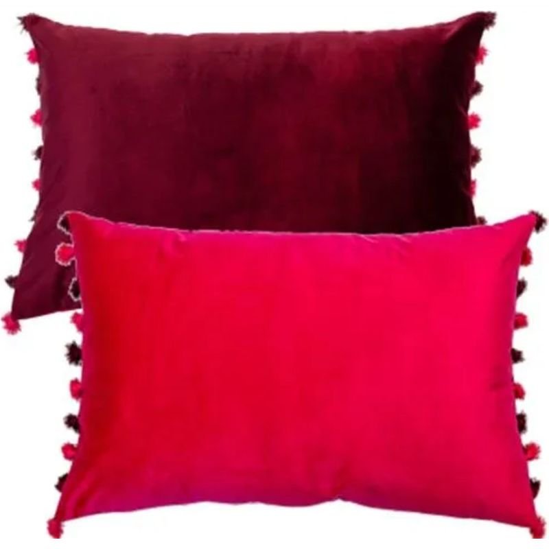 Nappa Fuschia & Aubergine Cushion - 60cm x 40cm | Soft Furnishings | Cushions | The Elms