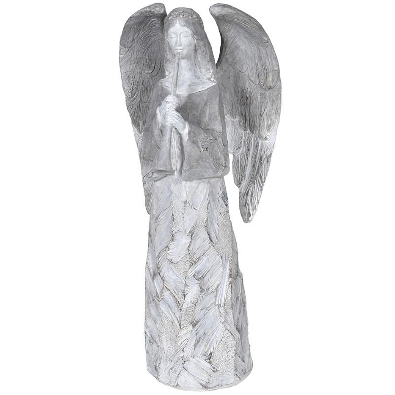 Wood Effect Angel with Trumpet - 37cm | Christmas | Christmas Decorative Accessories | The Elms