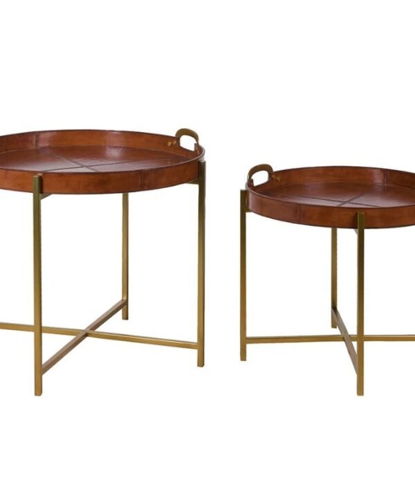 Leather Side Tables - Set of 2 | Living Room | Coffee Tables & Side Tables | The Elms