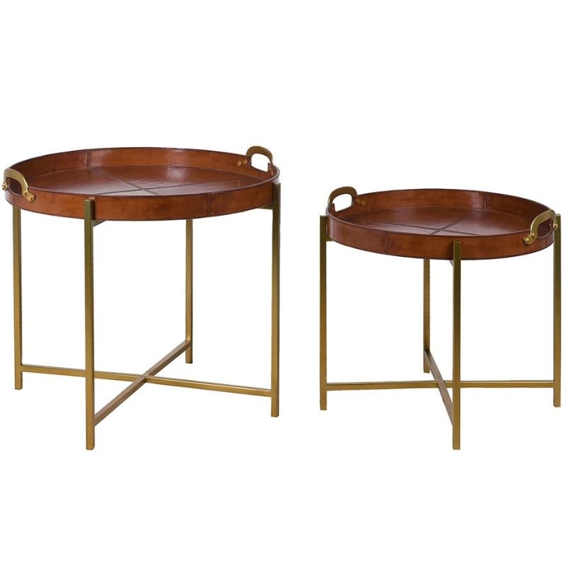 Leather Side Tables - Set of 2 | Living Room | Coffee Tables & Side Tables | The Elms