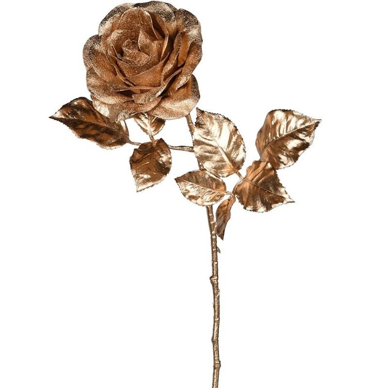 Gold Metallic Rose Stem - 60cm | Christmas | Christmas Decorative Accessories | The Elms