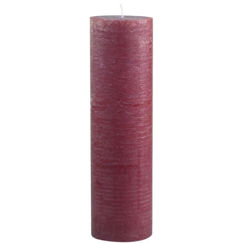 Macon Dark Red Rustic Unscented Pillar Candle - 35cm | Candles & Diffusers | Candles | The Elms