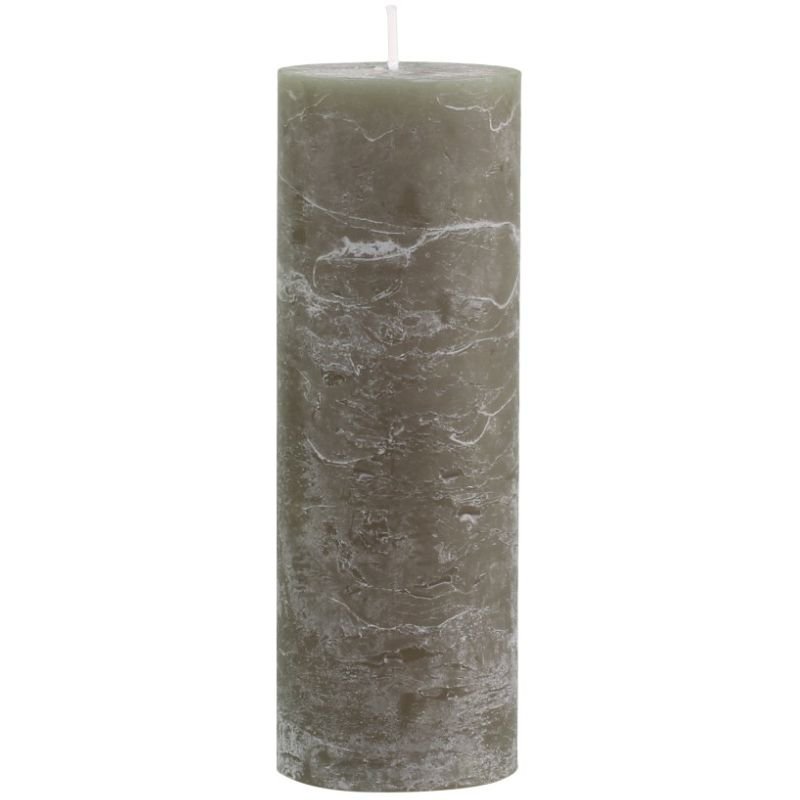 Macon Olive Rustic Unscented Pillar Candle - 20cm | Candles & Diffusers | Candles | The Elms