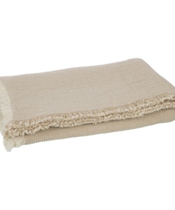 Plaid Fringes Dark Beige Muslin Throw - 130cm x 180cm | Soft Furnishings | Throws | The Elms