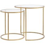 Duarte Gold Glass Side Tables - 50cm x 52cm | Living Room | Coffee Tables & Side Tables | The Elms