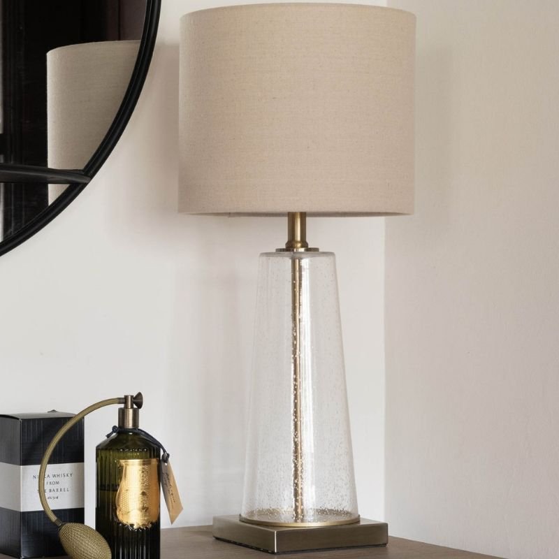 Derby Bubbled Tapered Glass Table Lamp With Shade - 66cm | Lamps | Table & Desk Lamps | The Elms