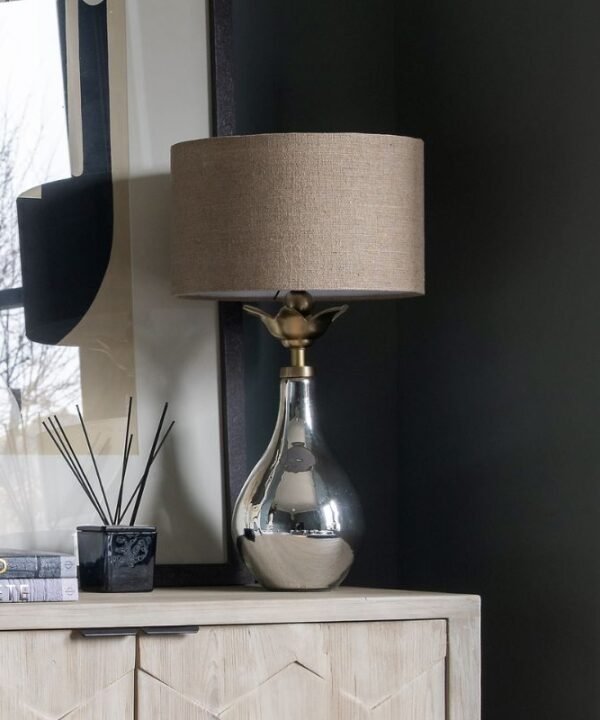 Claymore Mercury Glass Teardrop Table Lamp With Shade - 52cm | Lamps | Table & Desk Lamps | The Elms
