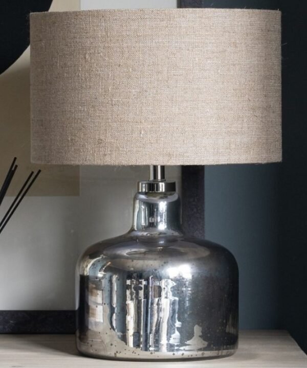 Claymore Squat Antiqued Glass Table Lamp With Shade - 42cm | Lamps | Table & Desk Lamps | The Elms