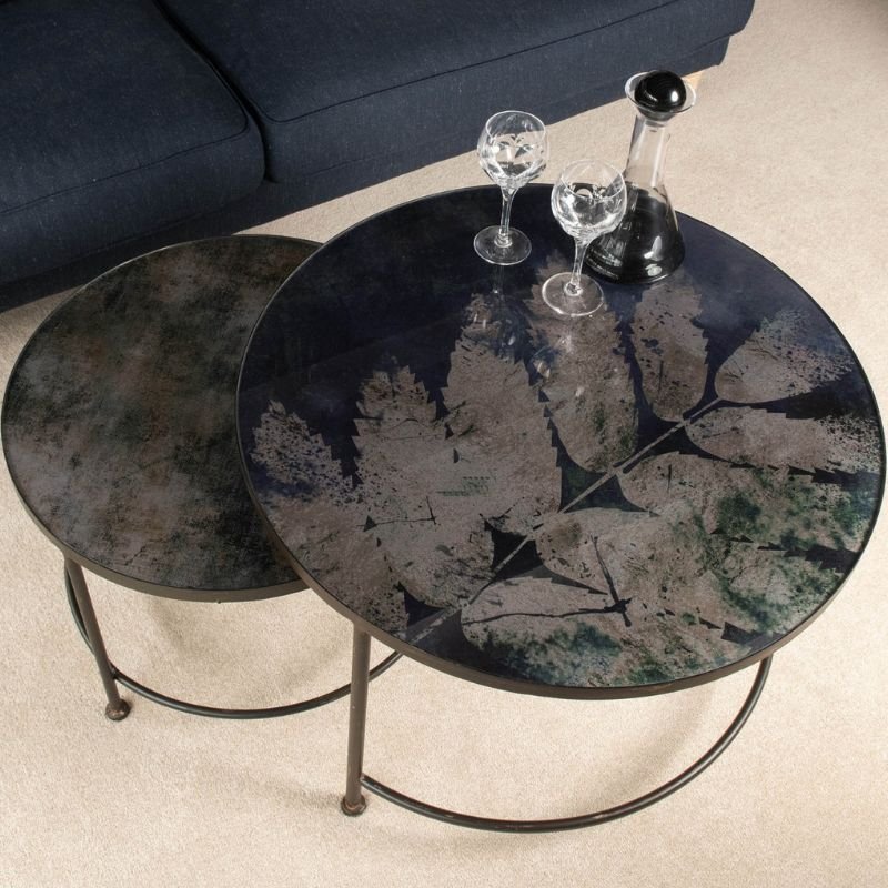 Brookby Iron Glass Nesting Coffee Tables - 80cm x 50cm | Living Room | Coffee Tables & Side Tables | The Elms