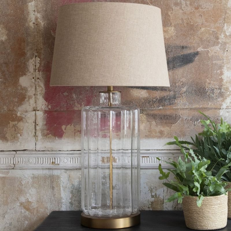 Clifton Ribbed Glass Table Lamp With Shade - 92cm | Lamps | Table & Desk Lamps | The Elms