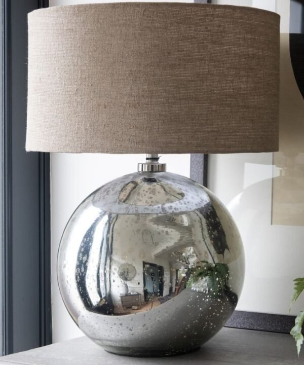 Claymore Round Glass Table Lamp With Shade - 54cm | Lamps | Table & Desk Lamps | The Elms