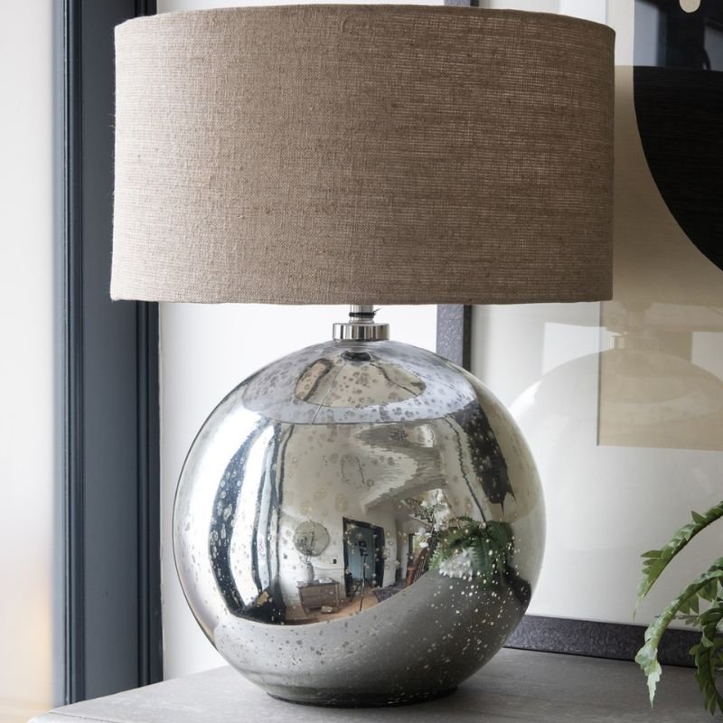 Claymore Round Glass Table Lamp With Shade - 54cm | Lamps | Table & Desk Lamps | The Elms