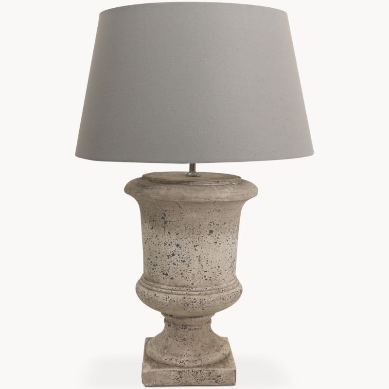 Birkdale Stone Urn Table Lamp With Grey Shade - 80cm | Lamps | Table & Desk Lamps | The Elms