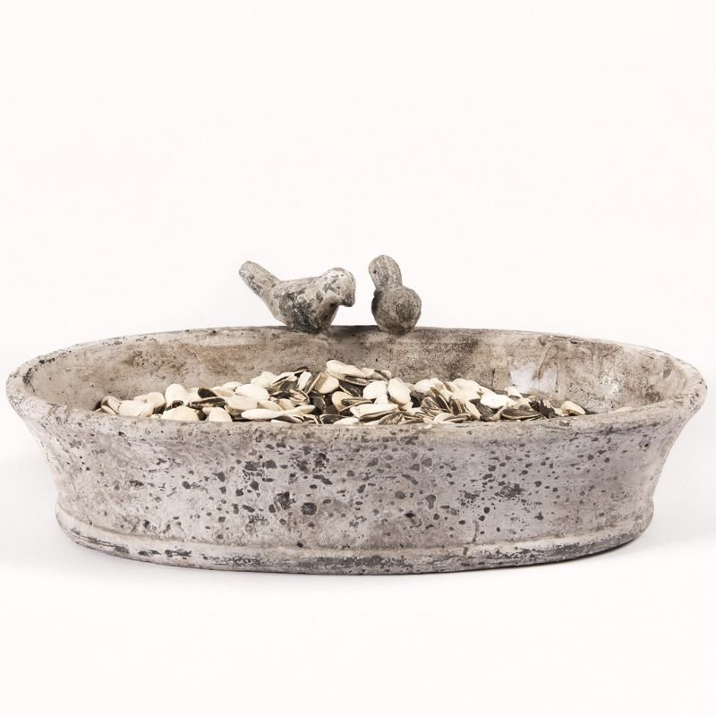 Birkdale Stone Oval Bowl With Birds - 40cm | Decorative Accessories | Decorative Objects | The Elms