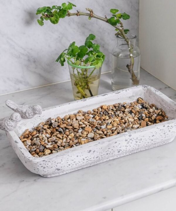 Birkdale Rectangular Stone Bowl with Birds - 50cm | Decorative Accessories | Decorative Objects | The Elms