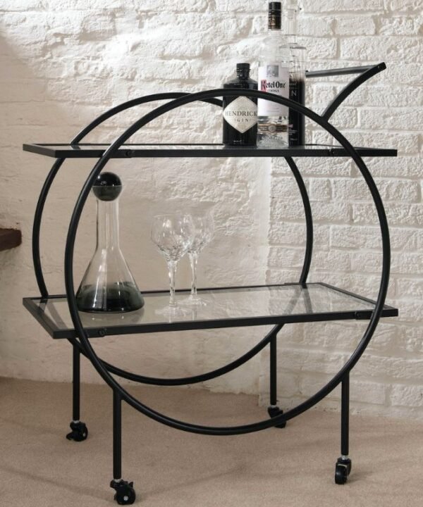 Portland Iron Glass Bar Trolley - 41cm x 75cm x 87cm | Dining Room | Bars & Barstools | The Elms