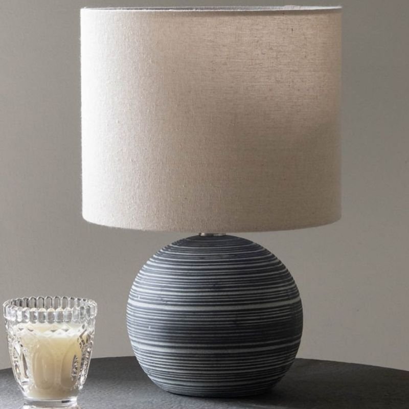 Derby Striped Ceramic Table Lamp With Shade - 37cm | Lamps | Table & Desk Lamps | The Elms